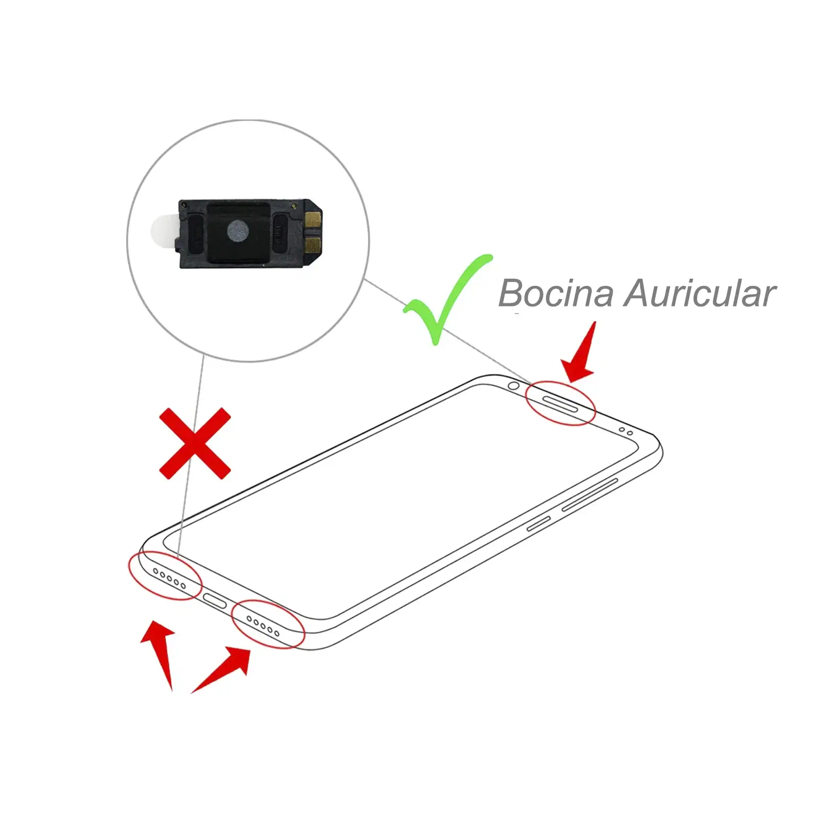 Bocina Auricular Para Samsung A20 A30 A40 A50 Ejemplo