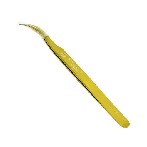 Pinza Curva Amarilla Puntas Finas 02