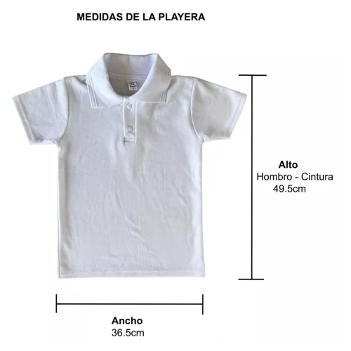 Playera Blanca Escolar Para Niño Y Niña Talla 8 Medidas