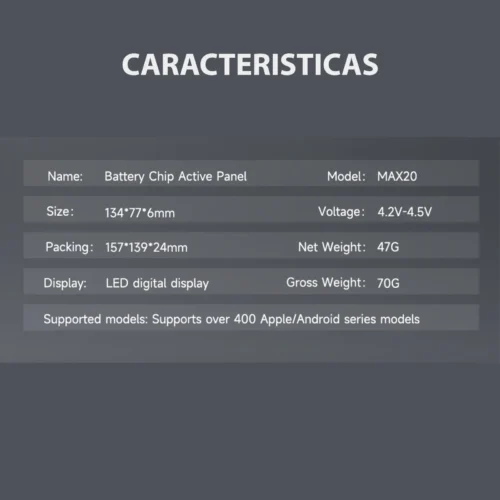 Panel Activador Mechanic Max 20 Para Baterias IP + Android caracteriticas